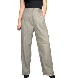 Vintage 80s Eddie Bauer Brown Plaid Pleated High Rise Trousers Pants Size 8 Work